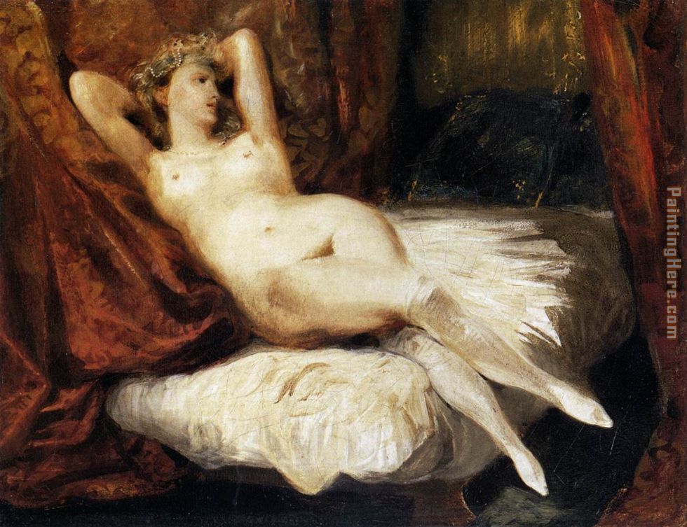Female Nude Reclining on a Divan painting - Eugene Delacroix Female Nude Reclining on a Divan art painting